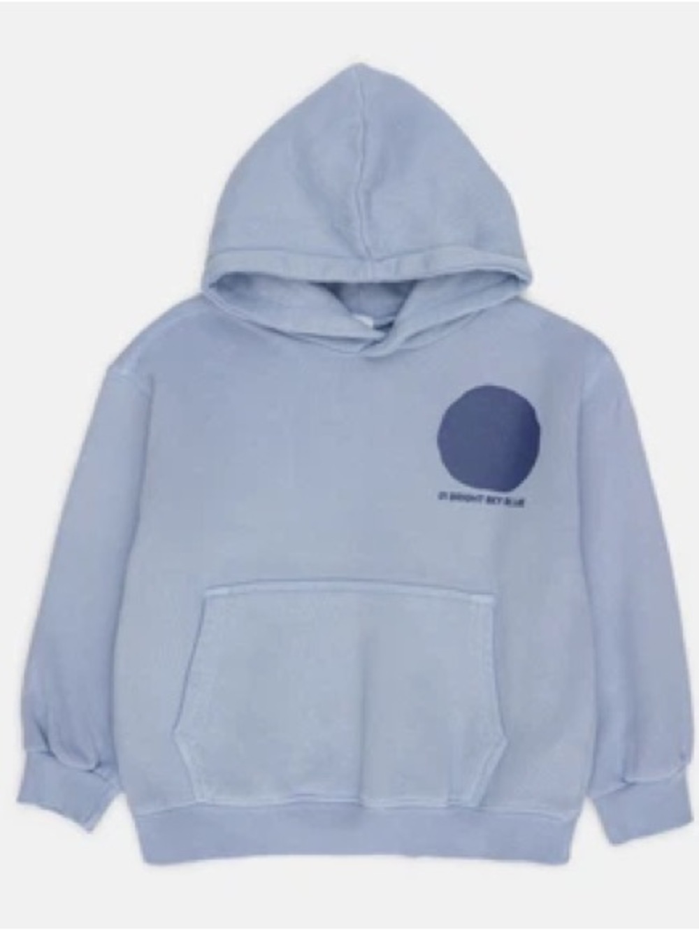 ZARA Light Blue Hooded Sweatshirt with Chest Graphic